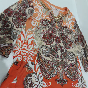 Chico's paisley print top with sequins size 0